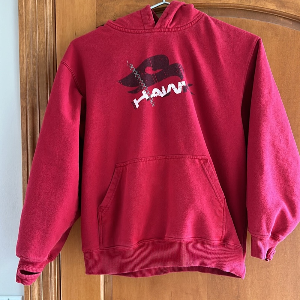 Tony Hawk Boys Red Graphic Hoodie Sweatshirt Thumbholes Size XL 18/20 🛹